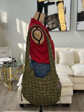 UrbanFit by Urban Expressions Quilted Puffer Shoulder Bag Olive Green